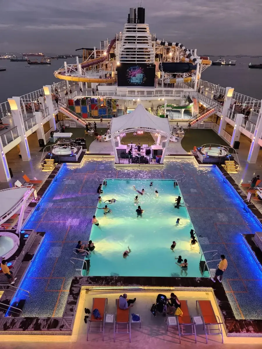 Swimming pool and deck on a cruise ship